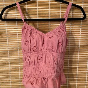 Hollister Super Pretty Pink Rose Eyelet Camisole
